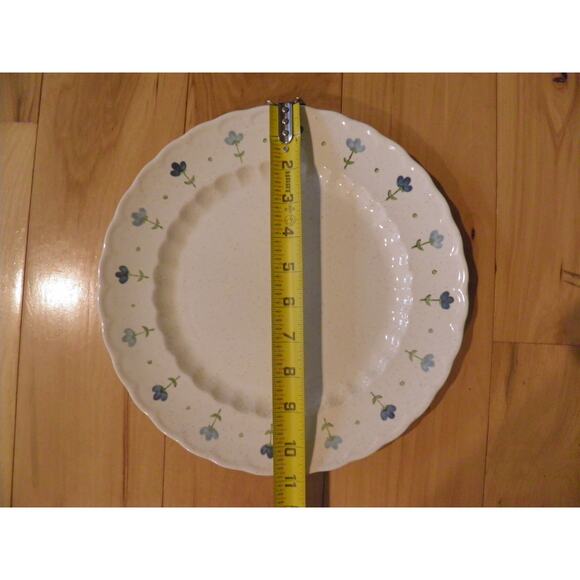 Dinner Plates Vernon Ware By Metlox True Blue Hand Painted Blue Flower Set of 2 - Picture 5 of 13